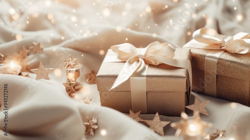 Festive Delights: Captivating Vintage Winter Holiday Christmas Composition with Gift Boxes – A Styli