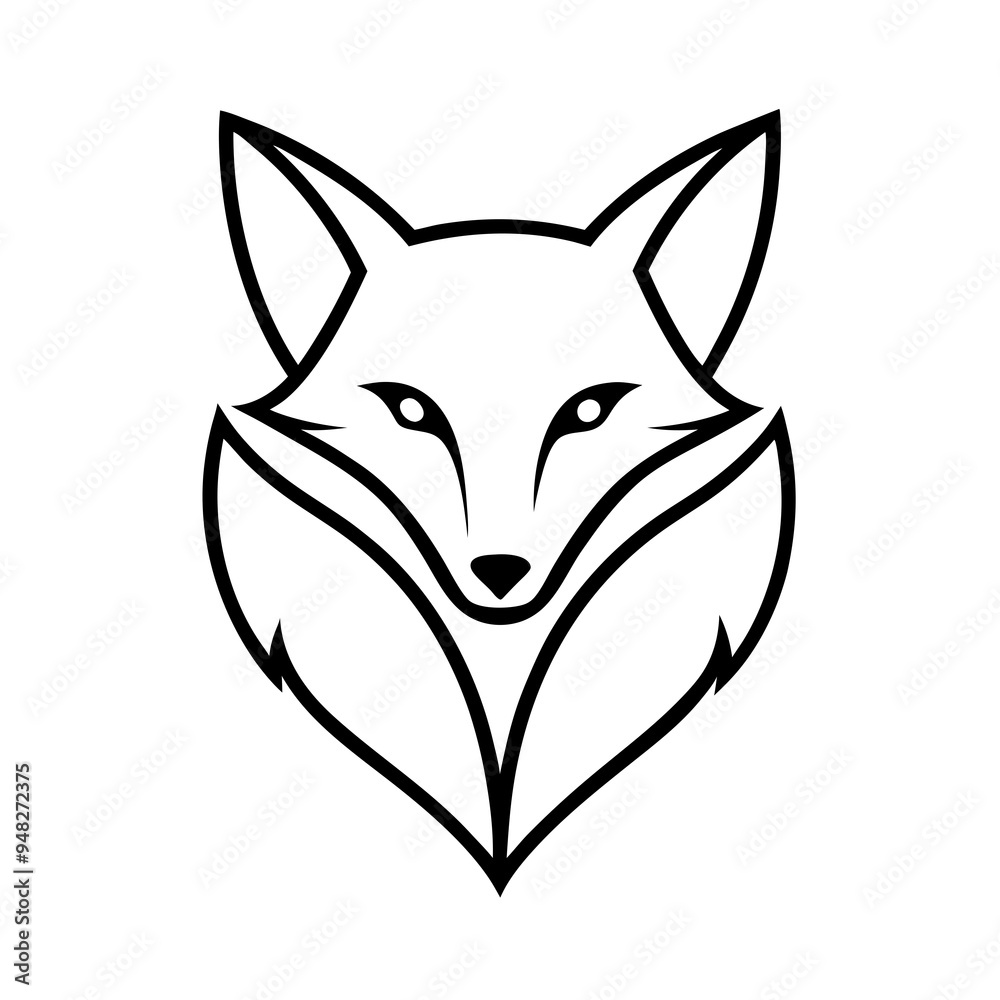 Fox Logo Vector line Art