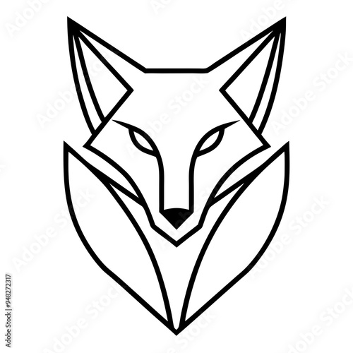 Fox Logo Vector line Art