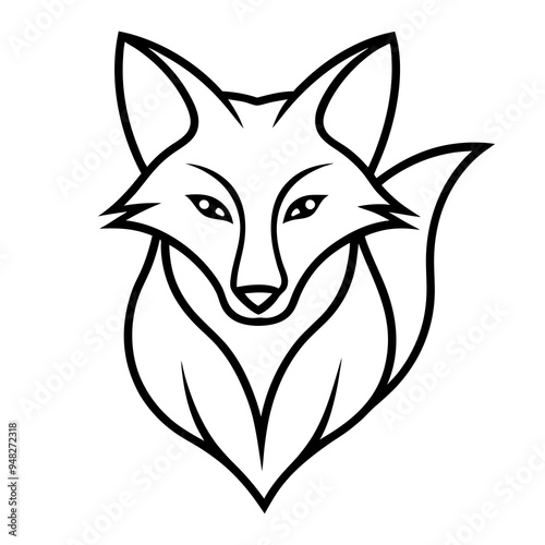 Fox Logo Vector line Art
