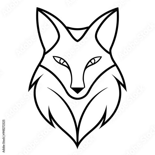 Fox Logo Vector line Art