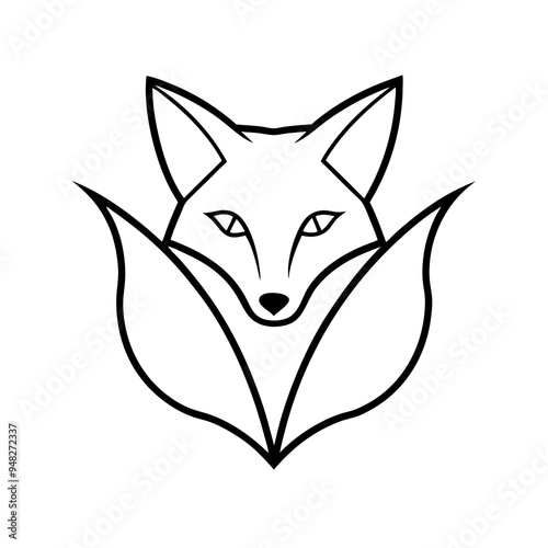 Fox Logo Vector line Art