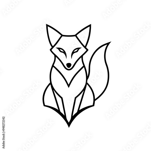 Fox Logo Vector line Art