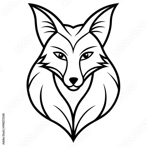 Fox Logo Vector line Art