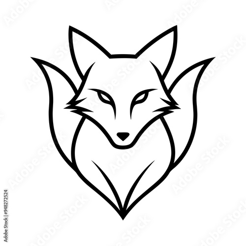 Fox Logo Vector line Art