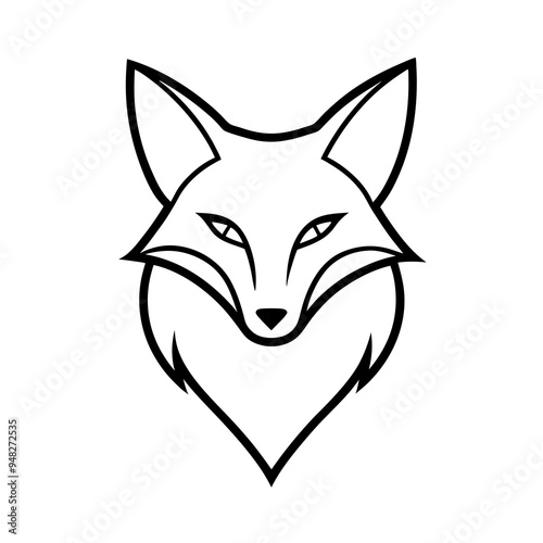 Fox Logo Vector line Art