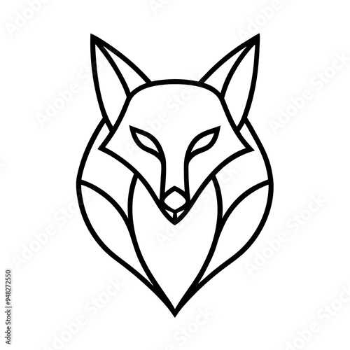 Fox Logo Vector line Art