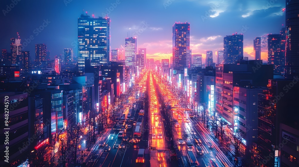 Futuristic city at night, characterized by illuminated skyscrapers and street lights that line the streets, showcasing a tech-savvy urban setting. Futuristic city at night, characterized by illuminated skyscrapers and street lights that line the streets, showcasing a tech-savvy urban setting.