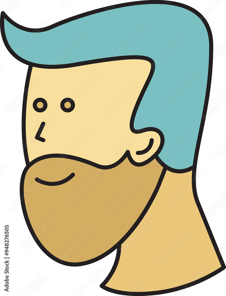 Beard Man Character Head Icon Beard Man Character Head Icon