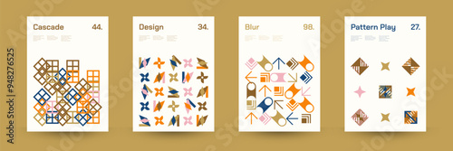 Comprehensive Set of Geometric Patterns: Ideal for Designers, Featuring a Wide Range of Symmetrical Shapes and Repeating Motifs for Versatile Use in Digital and Print Projects. Vector Illustration.	
