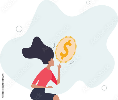 Financial plan investment strategy, decision to make profit or pay off debt, contemplation or thinking about savings and wealth concept.flat design with people.