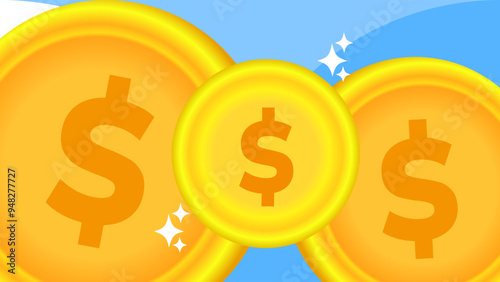 Festive Dollar coin wallpaper vector illustration. Suitable for financial business background theme content
