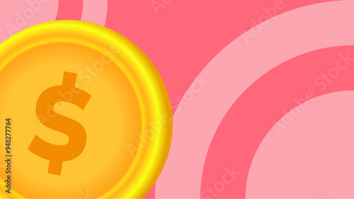 Dollar coin with copy space area vector illustration. Suitable for financial business content