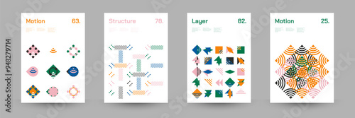 Comprehensive Set of Geometric Patterns: Ideal for Designers, Featuring a Wide Range of Symmetrical Shapes and Repeating Motifs for Versatile Use in Digital and Print Projects. Vector Illustration.	
