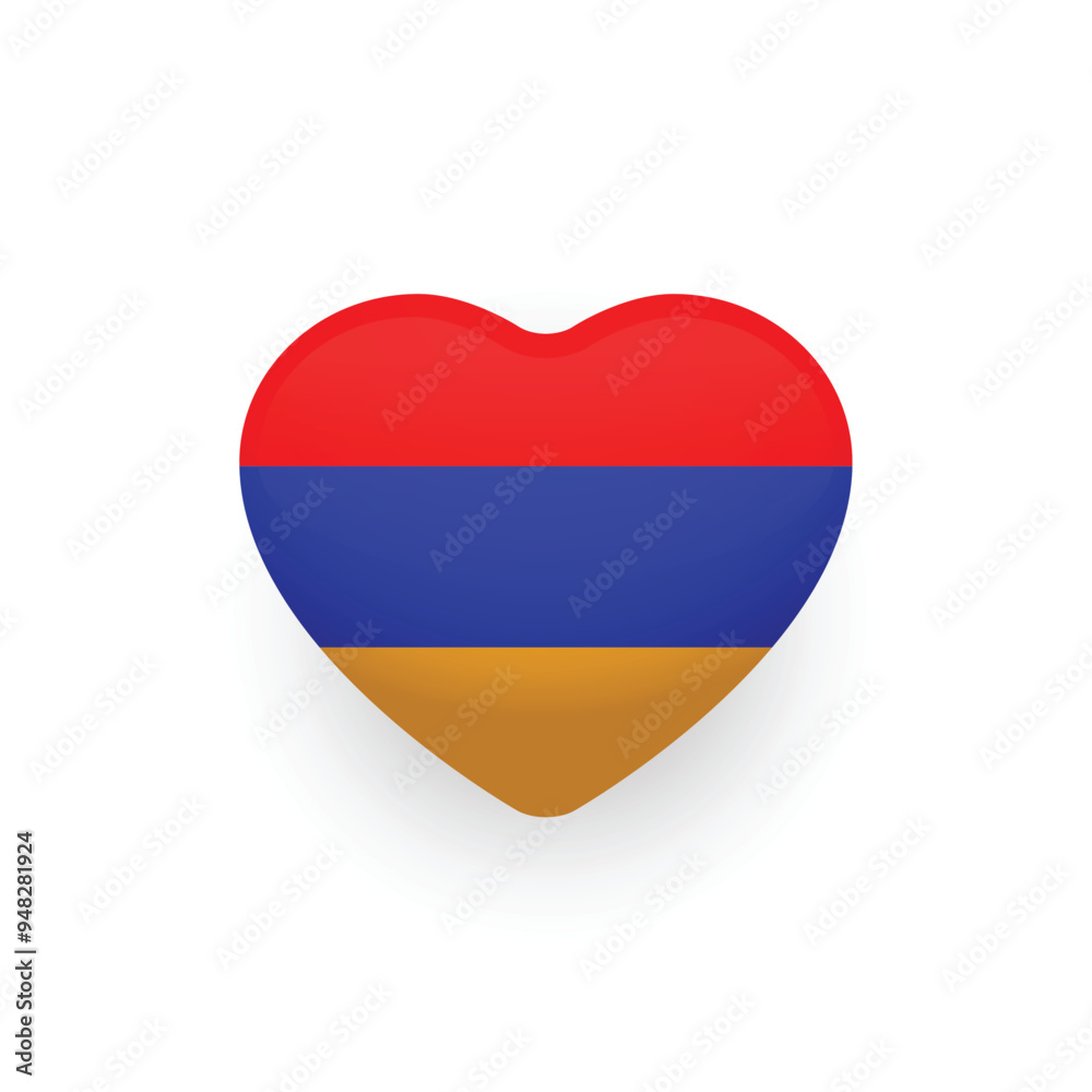 Fototapeta premium Armenian flag shaped as heart. National flag of Armenia. Vector illustration. 