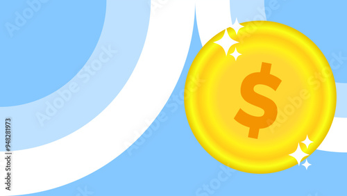 Dollar coin with copy space area vector illustration. Suitable for financial business content