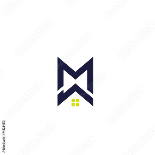 home logo design, the letter "M" is designed to be a symbol or Icon of the house vector, Real estate