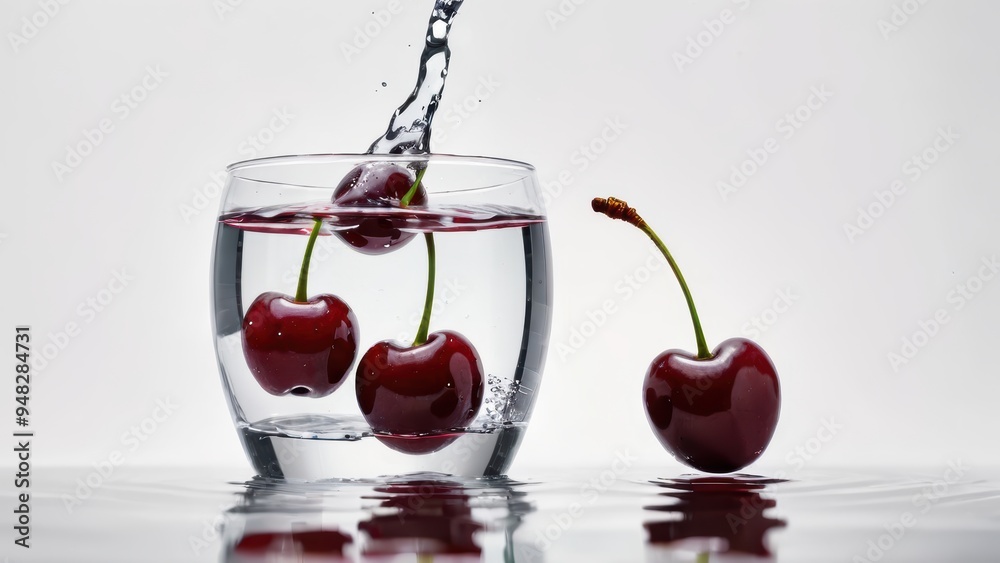 Refreshing Cherry Water Splash with Fresh Cherries