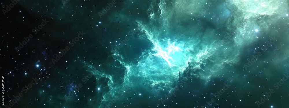 3D cartoon visualization of a nebula and a cluster of stars in deep space showcasing science fiction themes 3D cartoon visualization of a nebula and a cluster of stars in deep space showcasing science fiction themes
