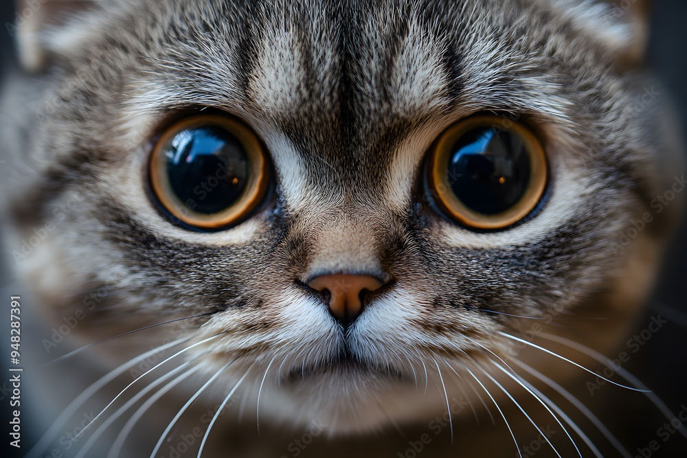 Close up portrait of Frighten or surprised cat Close up portrait of Frighten or surprised cat