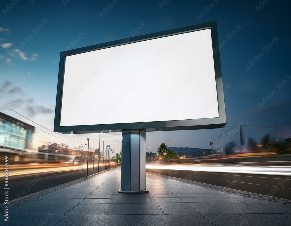 Fototapeta premium A modern digital billboard with a blank screen, ready for your advertisement.