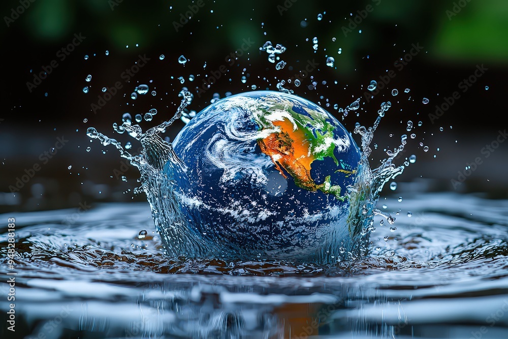 Earth with water splashing around it, symbolizing World Environment Day.