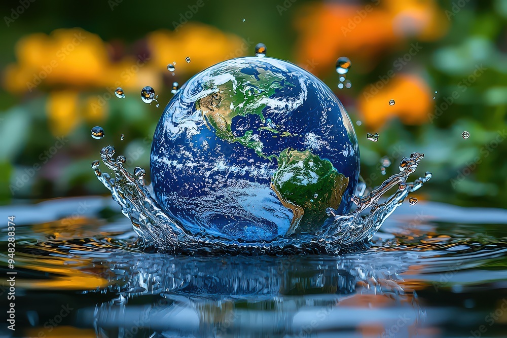 Earth with water splashing around it, symbolizing World Environment Day. 