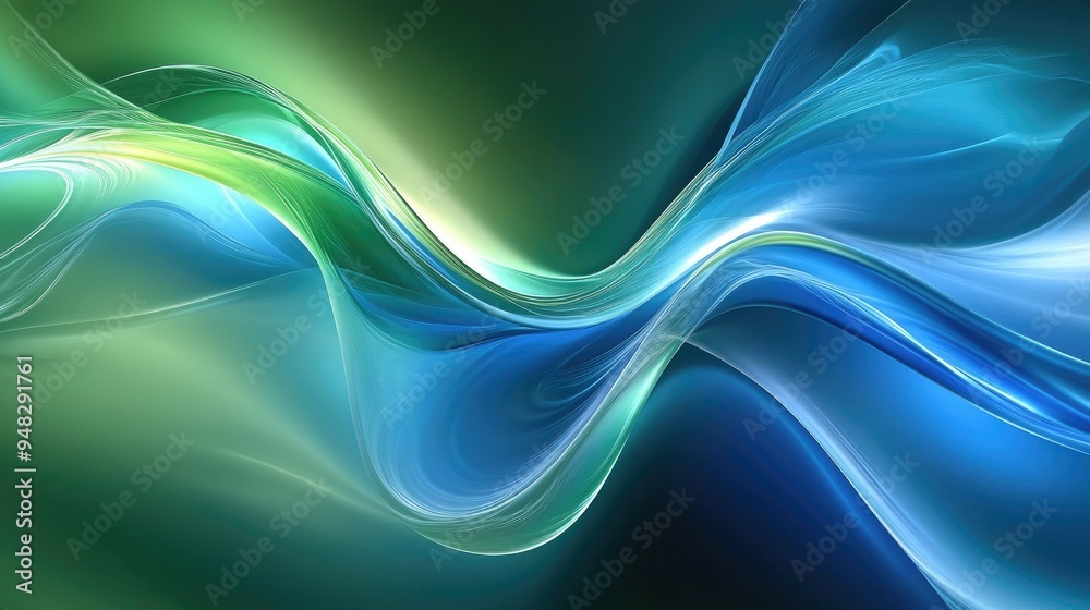 Elegant abstract background featuring blue and green tones with shimmering effects and flowing wave patterns Elegant abstract background featuring blue and green tones with shimmering effects and flowing wave patterns