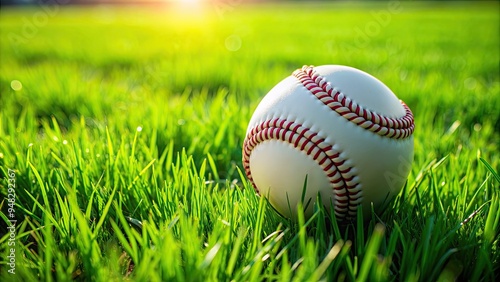 Wallpaper Mural A lone baseball rests on the lush green grass of a pristine diamond, awaiting the next play in a competitive game of strategy and skill. Torontodigital.ca