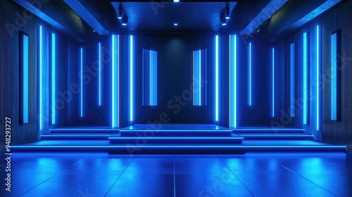 LED TV light stage design concept for night events showcasing an interior 3D rendered illustration photo