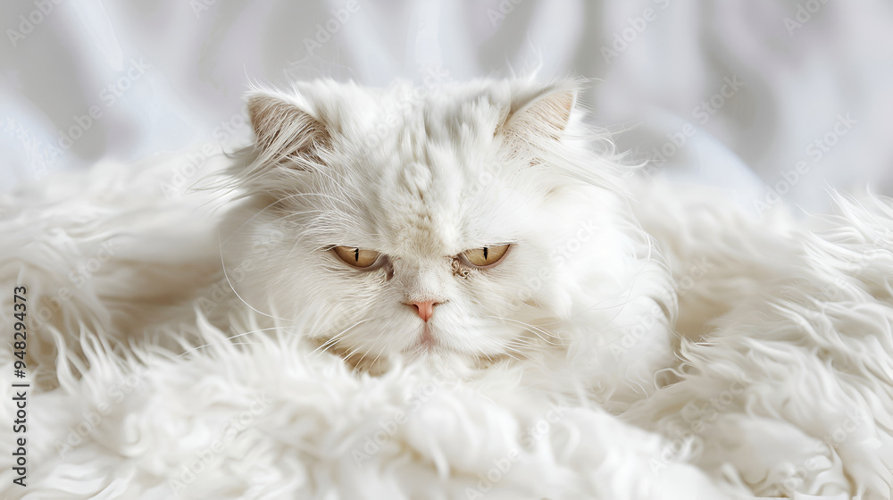 Majestic white long-haired cat in a soft cloud of fur, resting gracefully in a dreamy setting, perfect for cat lovers and those seeking a serene and peaceful feline portrait
Majestic white long-haired cat in a soft cloud of fur, resting gracefully in a dreamy setting, perfect for cat lovers and those seeking a serene and peaceful feline portrait