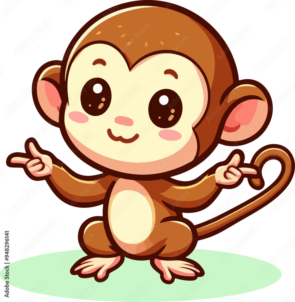 Fototapeta premium cute cartoon baby monkey