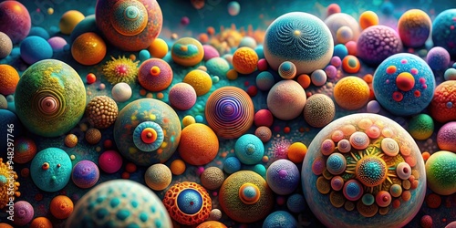 Abstract Microcosm: Microscopic worlds abstracted into colorful and expressive patterns, evoking a sense of wonder and mystery, with unexpected color combinations. photo