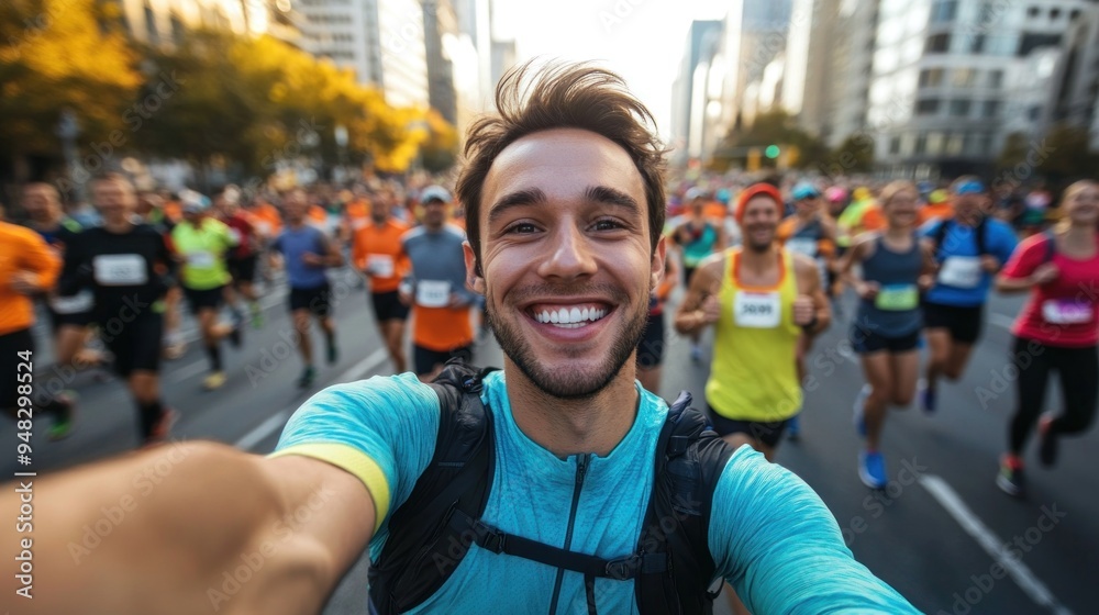 Naklejka premium Marathon Selfie