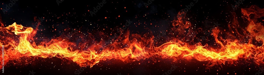 A black background with intense, flickering fire and wisps of smoke creating a dynamic contrast