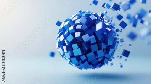 Abstract Blue Cube Sphere
