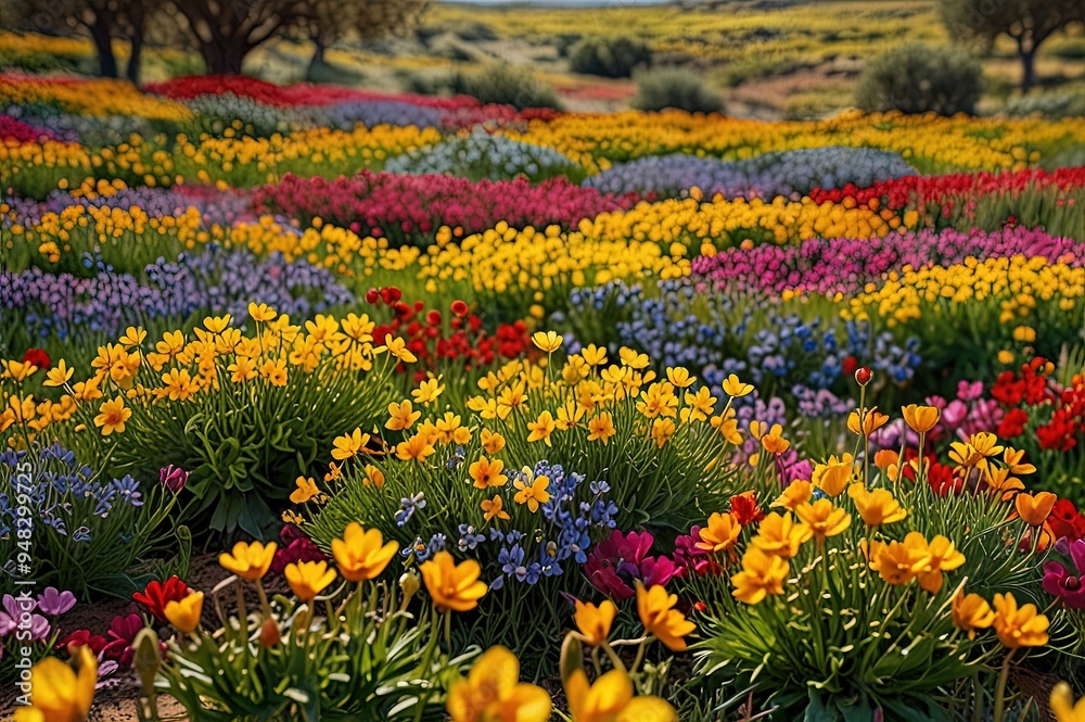 The southern border of Israel. The field of luxurious large spring buttercups. The southern border of Israel. The field of luxurious large spring buttercups.