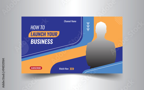 Flat abstract vector modern creative you tube thumbnail design template.