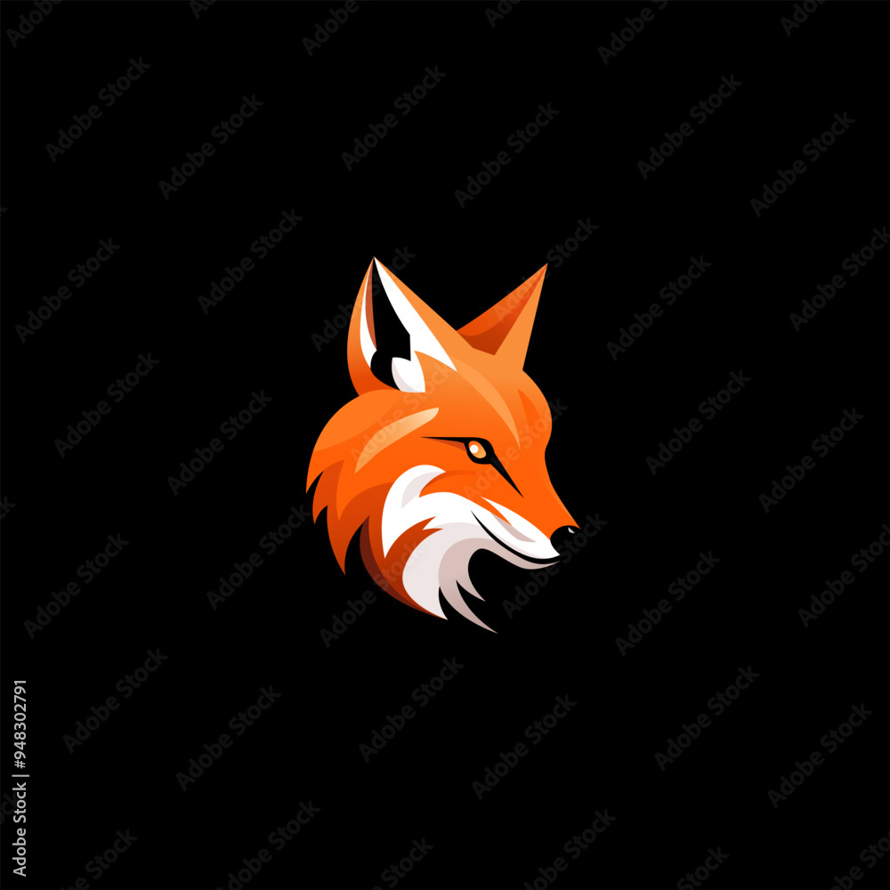 Obraz premium Fox head logo design on black background.