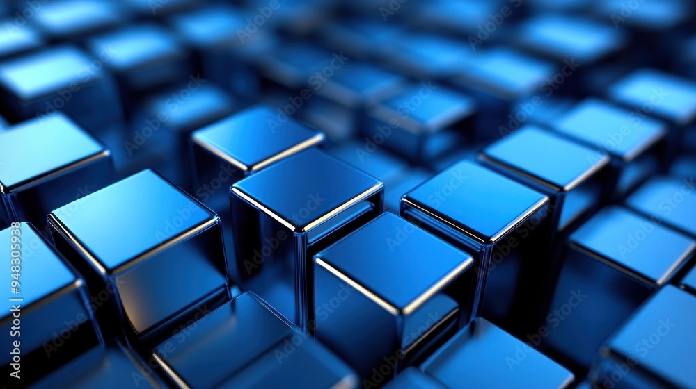 Obraz premium Abstract Blue Cubes Pattern