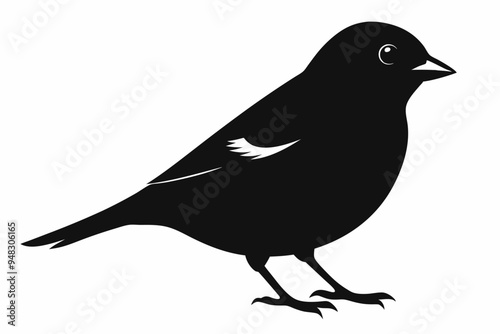 A cute chaffinch bird silhouette black vector art illustration  photo