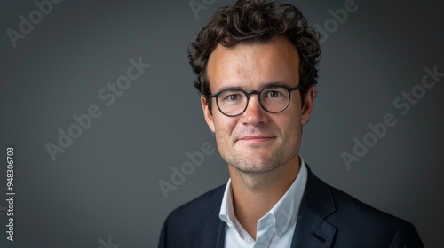 executive man with suit on gray background