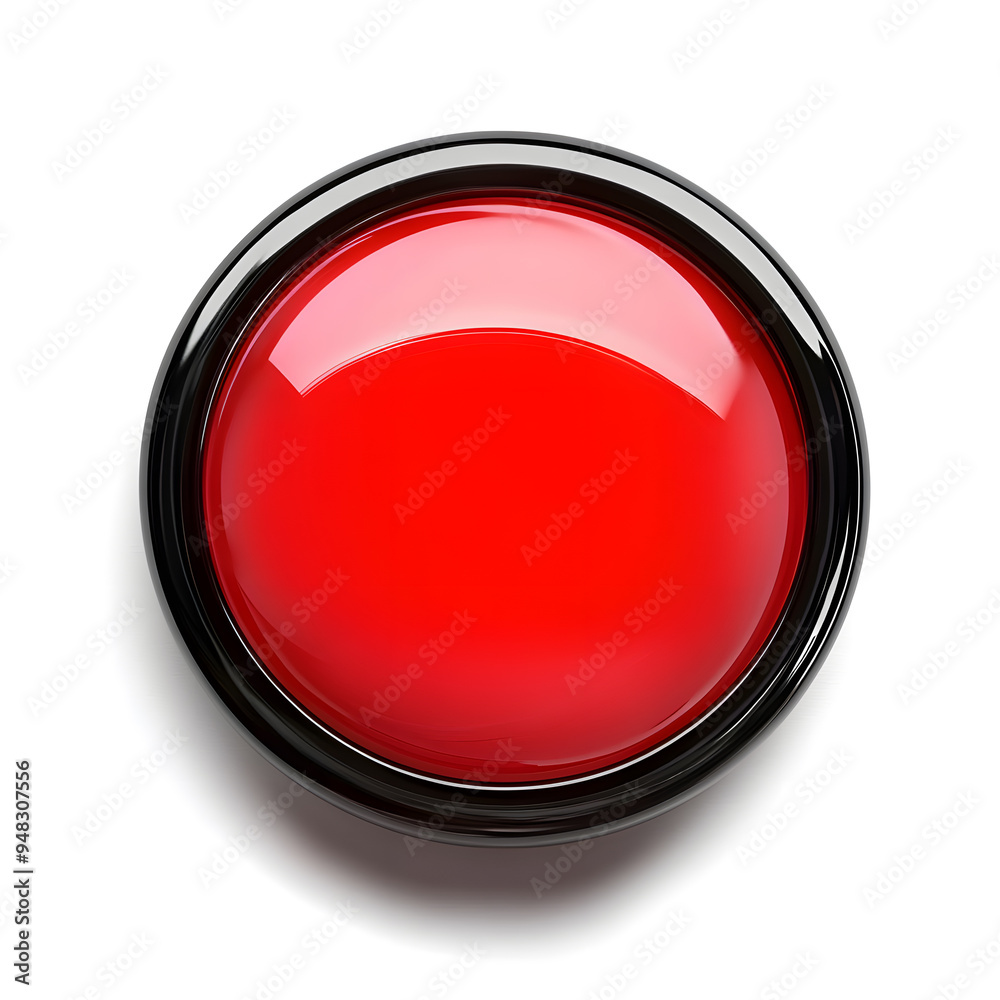 Top view red light round button isolated on white background Top view red light round button isolated on white background