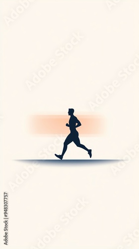 Silhouette of a runner in motion, symbolizing fitness, speed, and determination against a minimal backdrop.