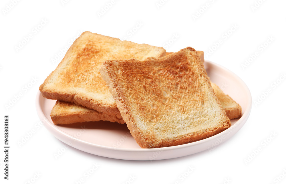 Delicious toasted bread slices isolated on white Delicious toasted bread slices isolated on white