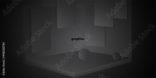 Minimal geometric interior. 3d vector illustration. Modern studio space. Bright gray background. Futuristic showroom concept. eps 10.
