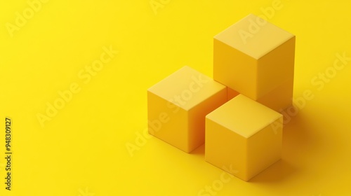 Three Yellow Cubes on a Yellow Background