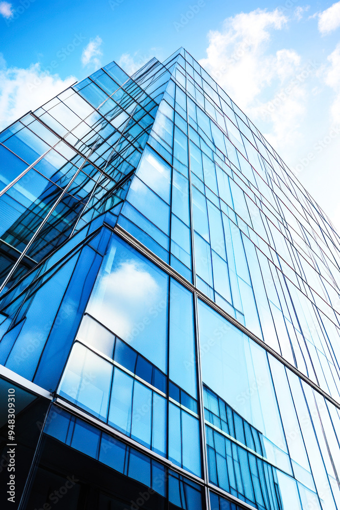 Tall glass building with bright reflections and clear sky. Tall glass building with bright reflections and clear sky.
