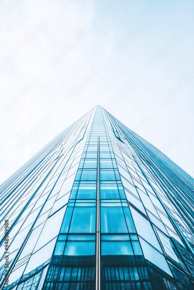 Tall glass skyscraper towering into the sky Tall glass skyscraper towering into the sky
