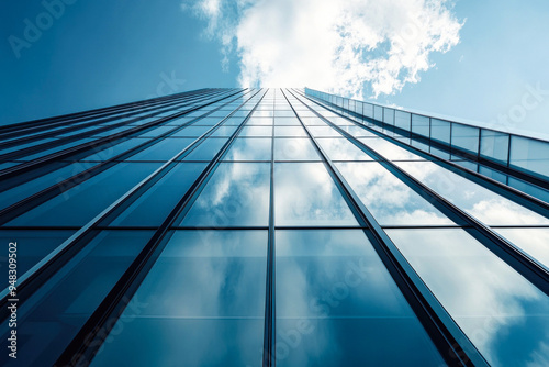 Wallpaper Mural Tall glass building with sky reflection under light Torontodigital.ca